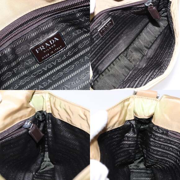 PRADA Shoulder Bag Nylon Beige Silver - Picture 12 of 13